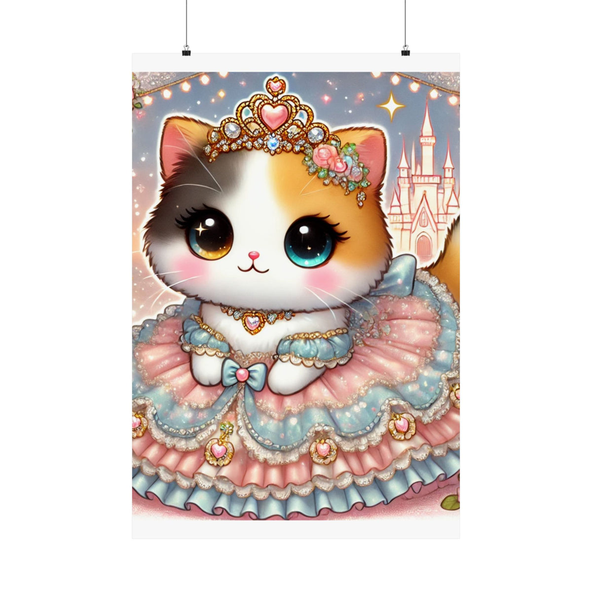 Pastel Princess Calico Cat Fantasy Wall Art Poster