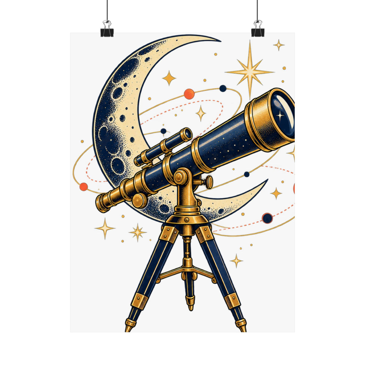 Vintage Telescope Celestial Astronomy Poster