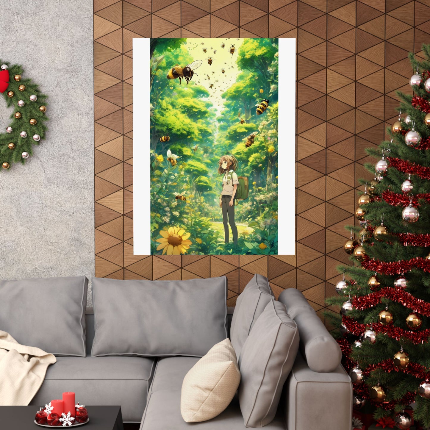 Bee Garden Explorer Anime Nature Art Poster