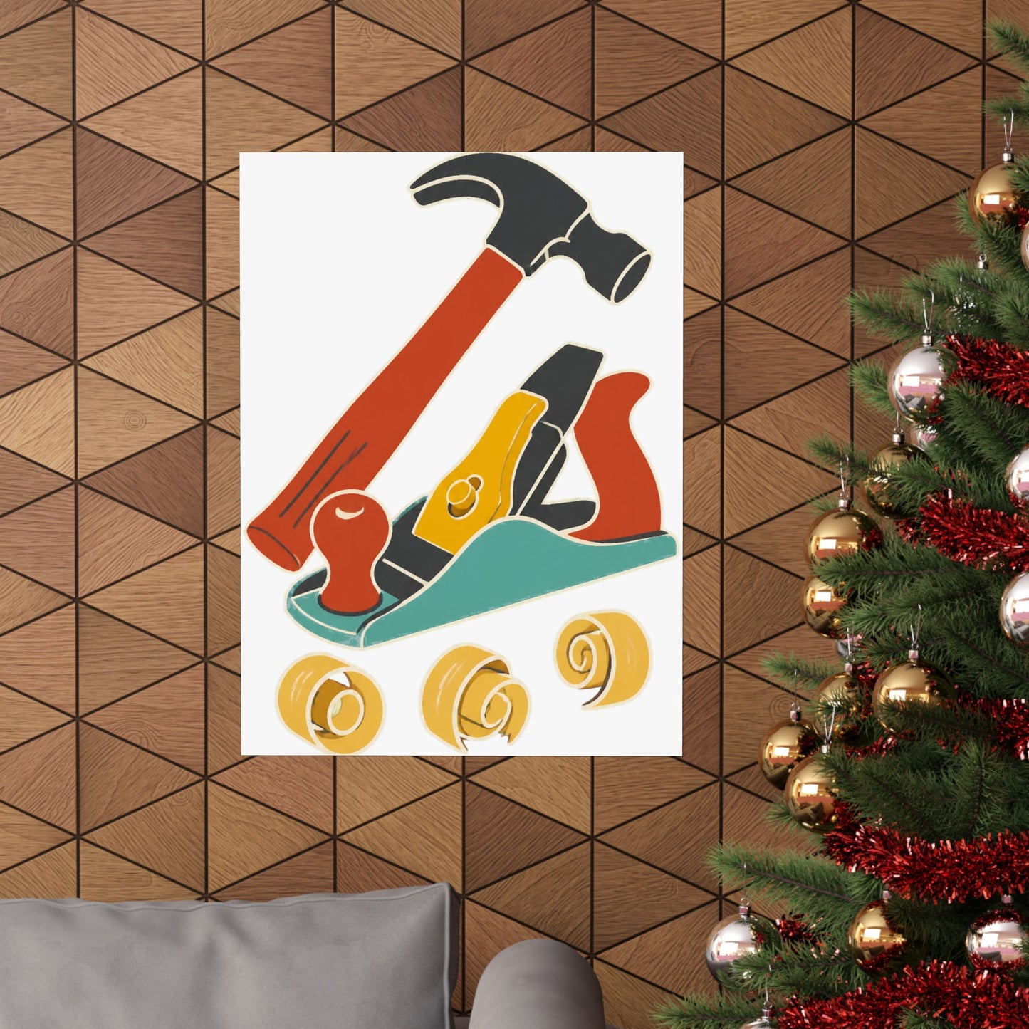Carpenter Hammer Hand Plane Woodworking Art Poster