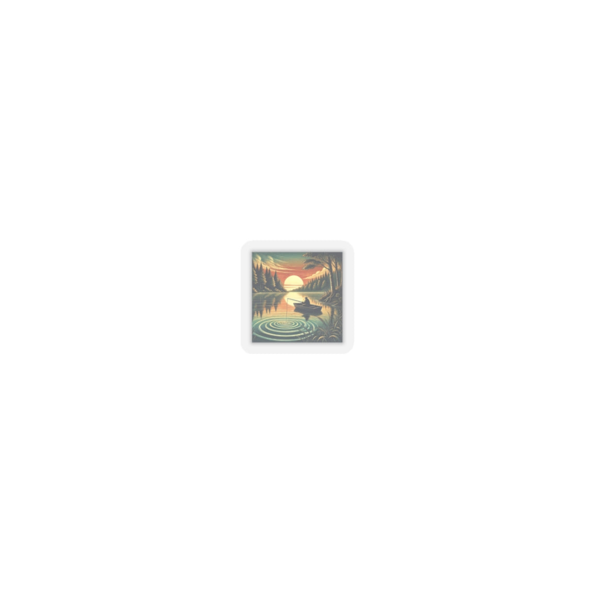 Sunset Lake Fishing Retreat Angler Sticker for Outdoor Gear Gift