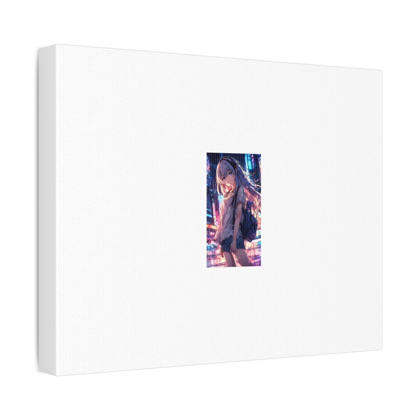 Anime City Night Heroine Portrait Neon Canvas Wall Art