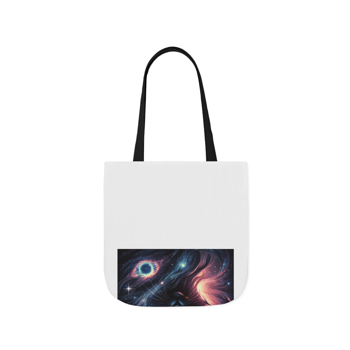 Cosmic Black Cat Galaxy Celestial Canvas Tote Bag