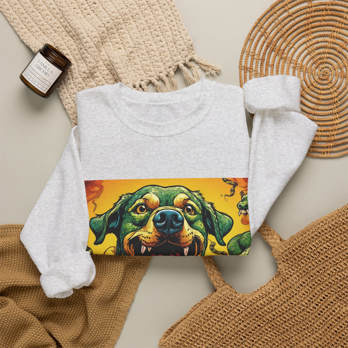 Surreal Serpent Hound Dark Fantasy Art Sweatshirt