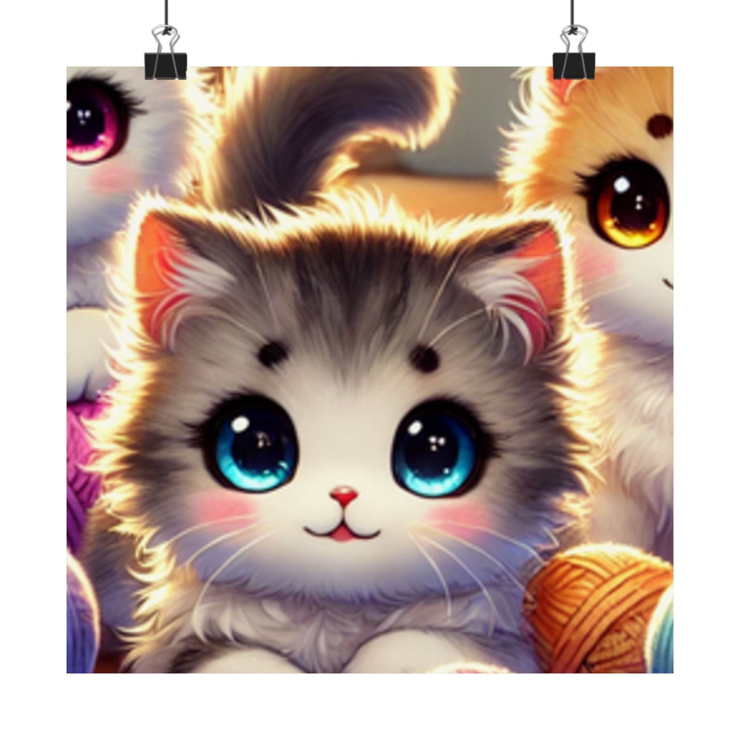 Cozy Yarn Kittens Cute Cat Poster Knitting Room Wall Art Decor