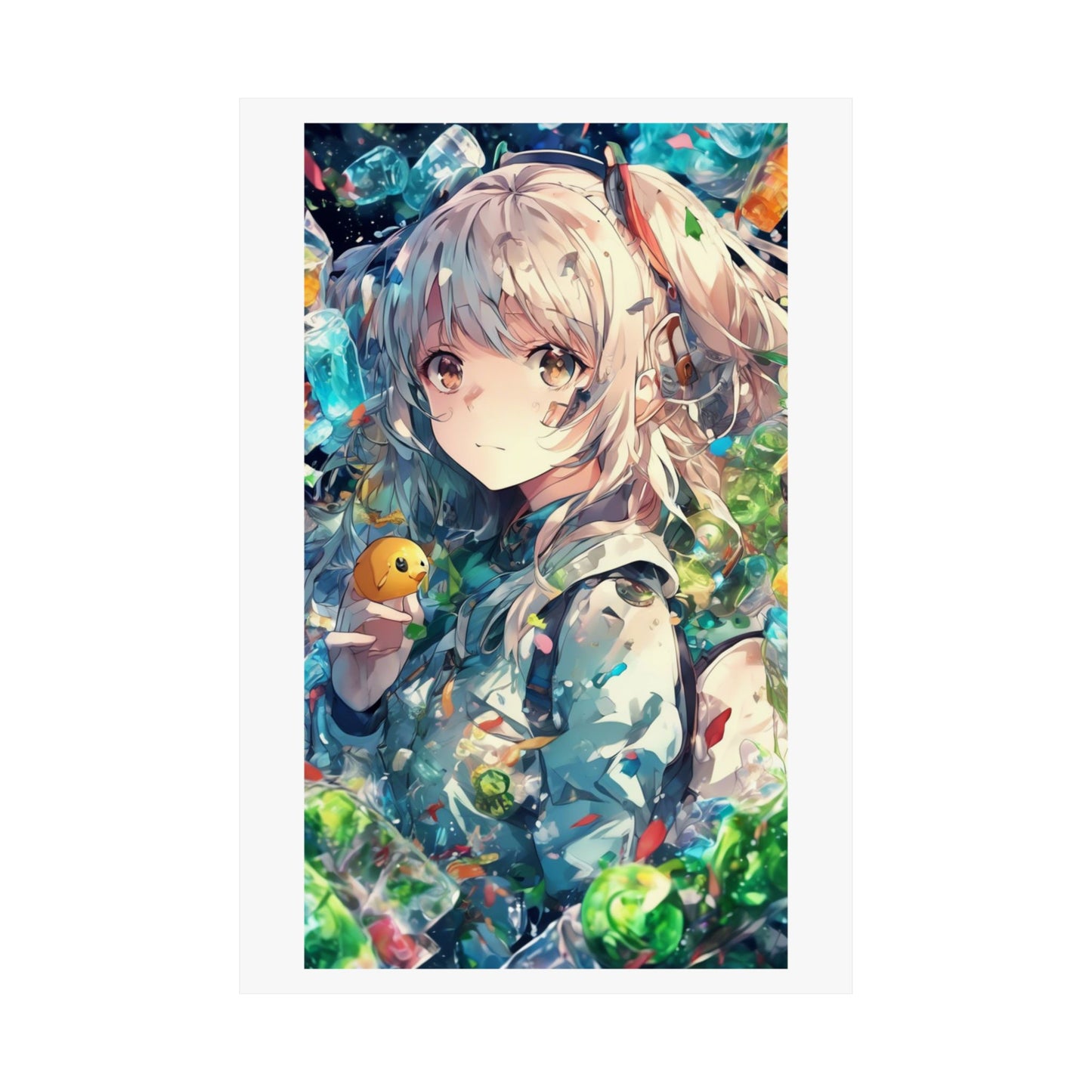 Crystal Bottle Anime Portrait Colorful Wall Poster