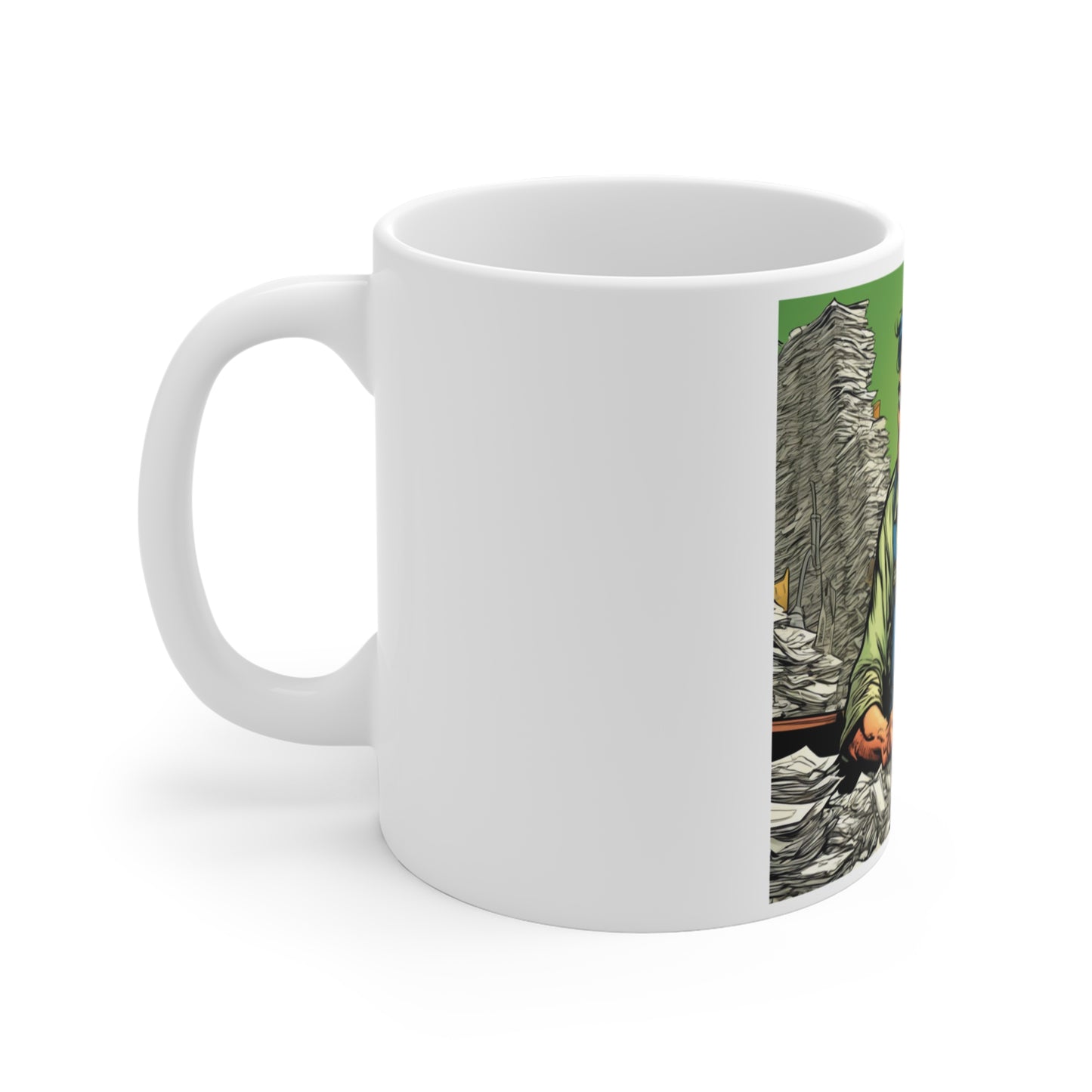 Paperwork Chaos Desk Worker Funny Office Art Coffee Mug