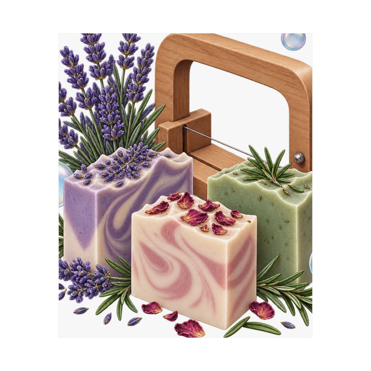 Botanical Soap Making Lavender and Herbs Poster