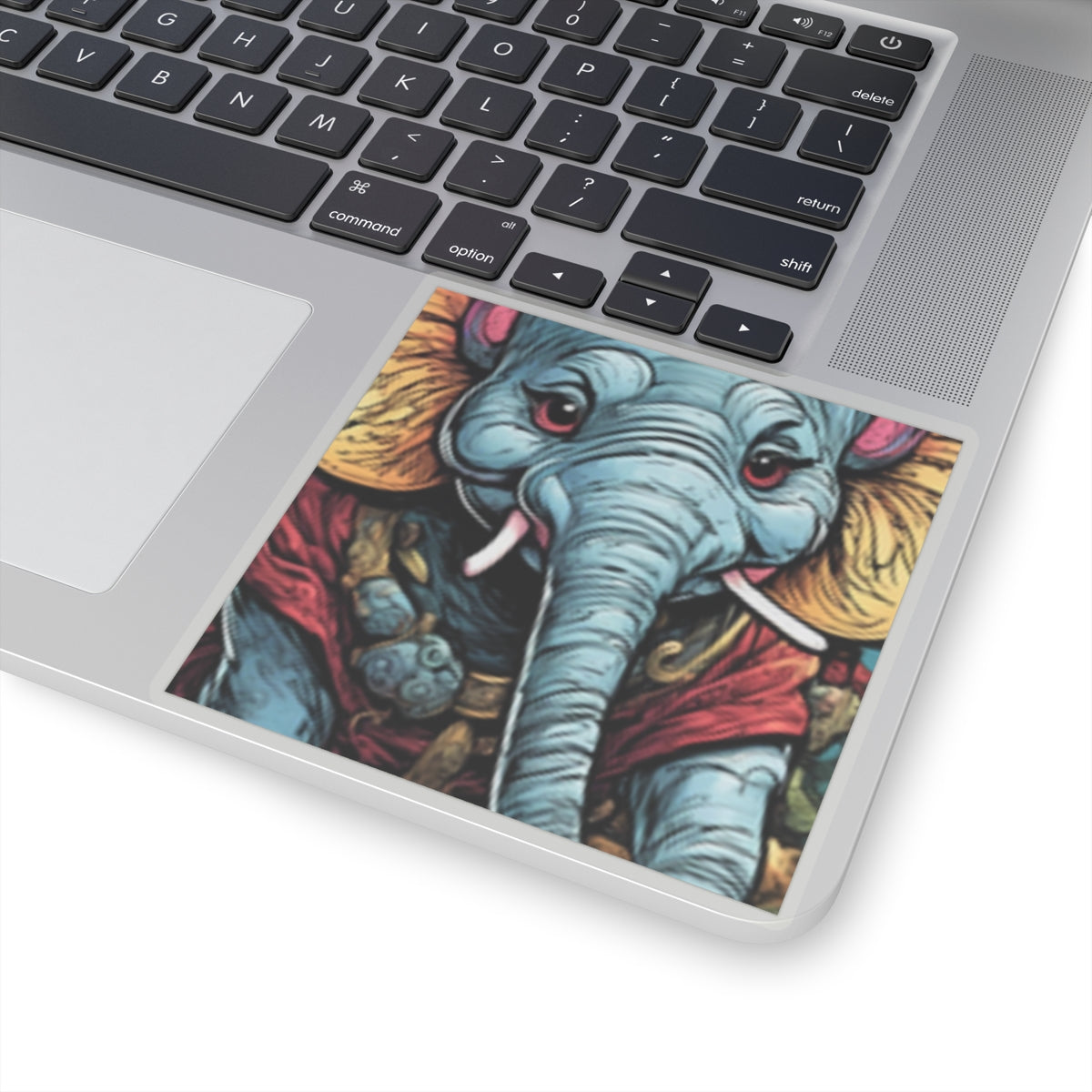 Colorful Elephant Garden Parade Cute Wildlife Animal Art Sticker