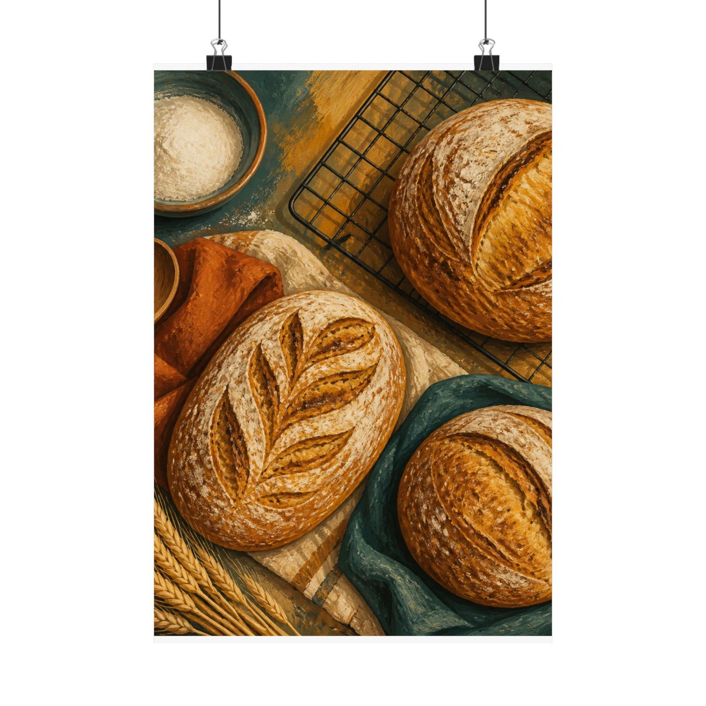 Artisan Bread Baking Still Life Poster