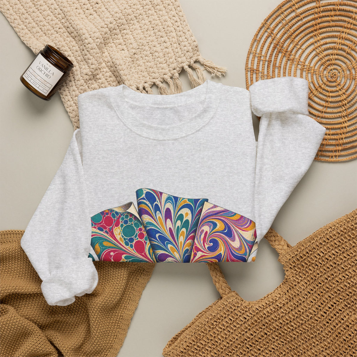 Colorful Paper Marbling Workshop Sweatshirt