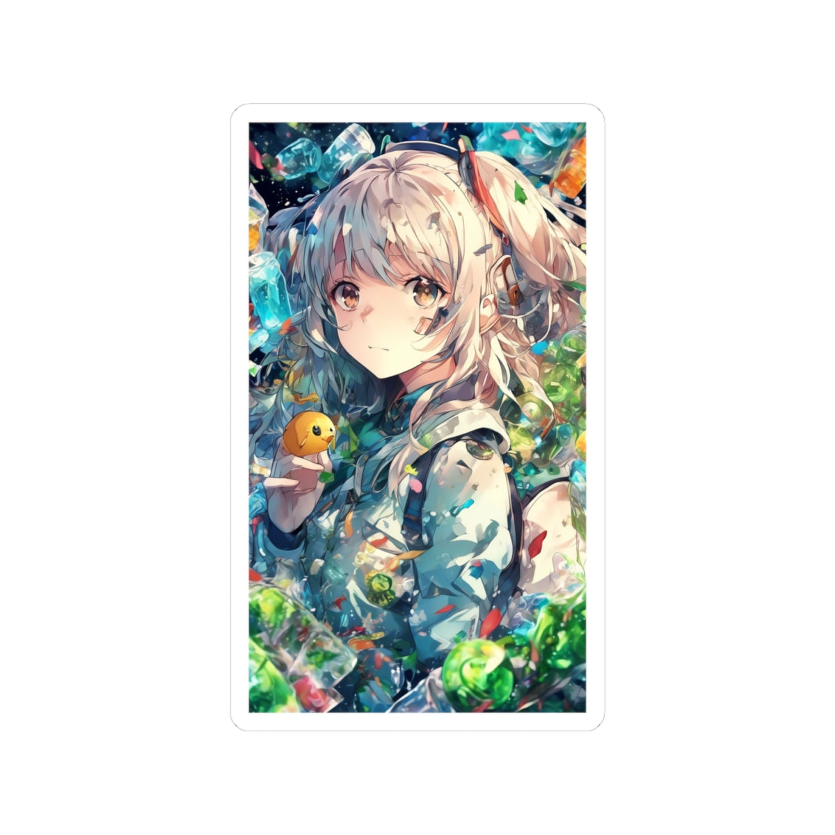 Crystal Bottle Anime Portrait Kawaii Laptop Sticker