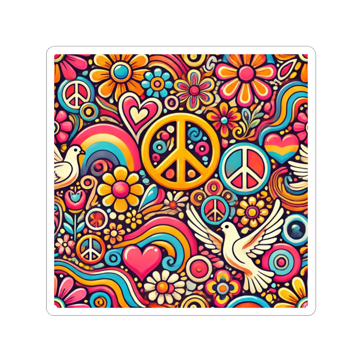 Colorful Peace Floral Pattern Sticker