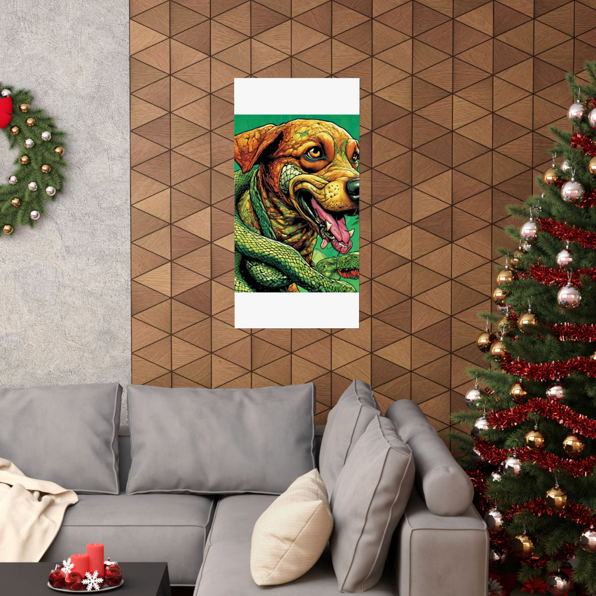 Serpent Guardian Dog Bold Fantasy Creature Art Poster