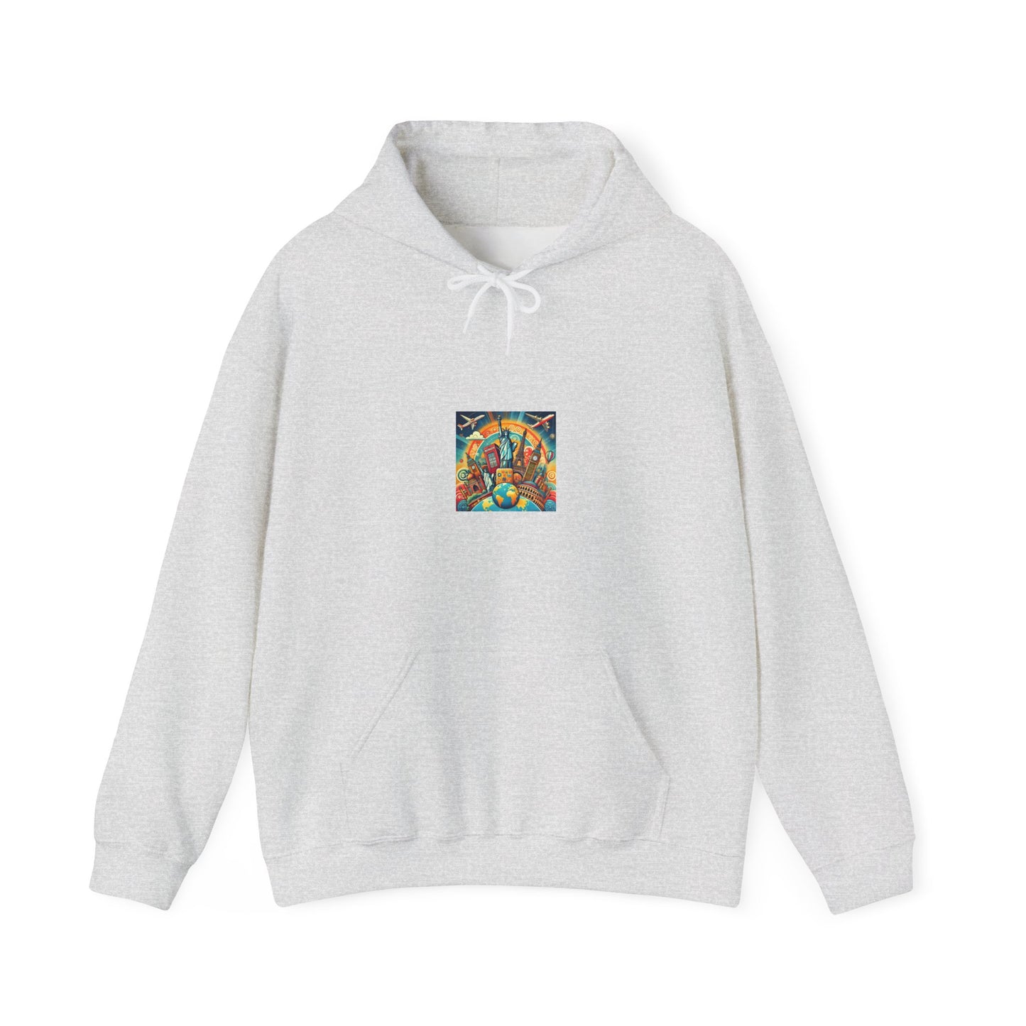 Global Landmark Adventure Collage Cozy Travel Hoodie