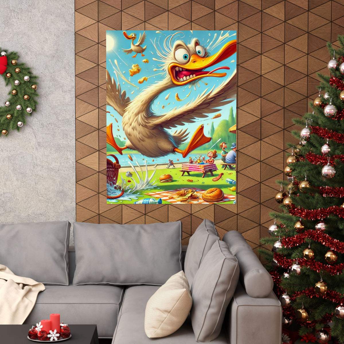 Chaotic Picnic Duck Funny Summer Wall Art Poster