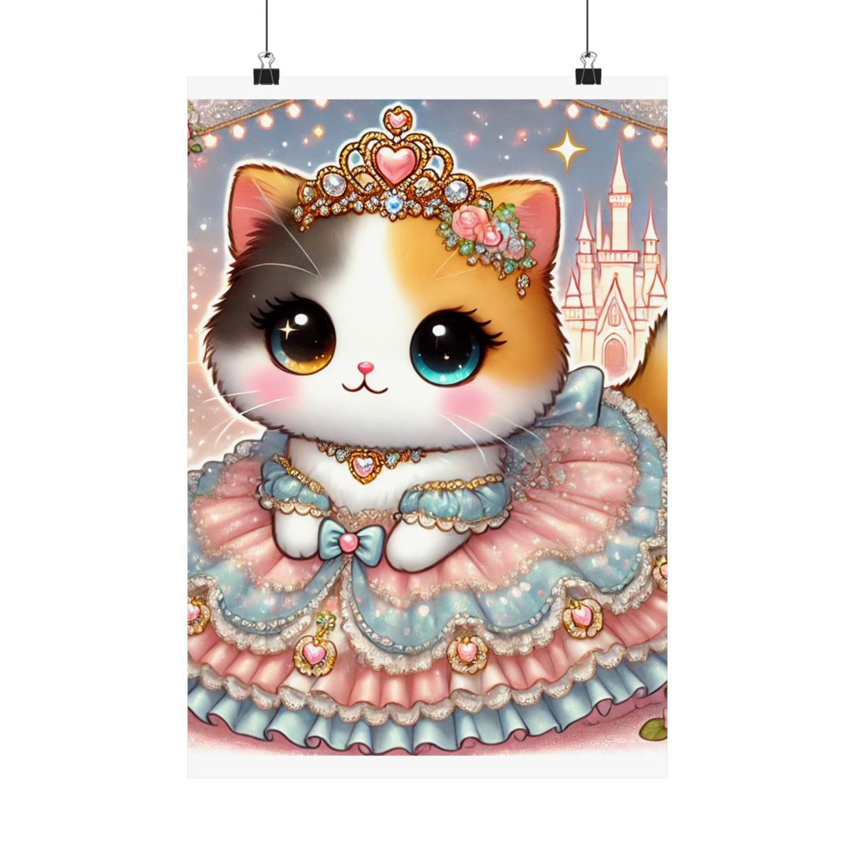 Pastel Princess Calico Cat Fantasy Wall Art Poster