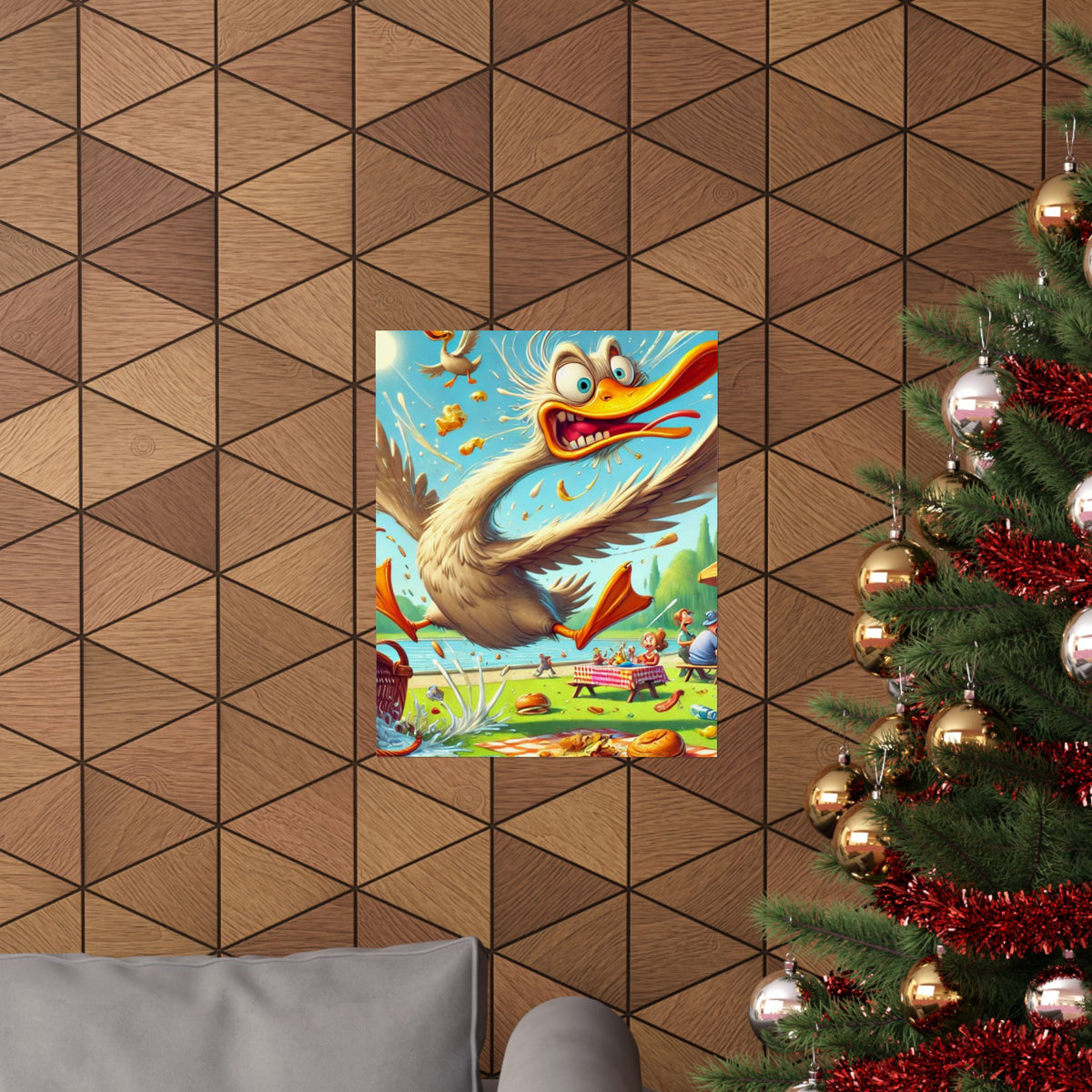Chaotic Picnic Duck Funny Summer Wall Art Poster