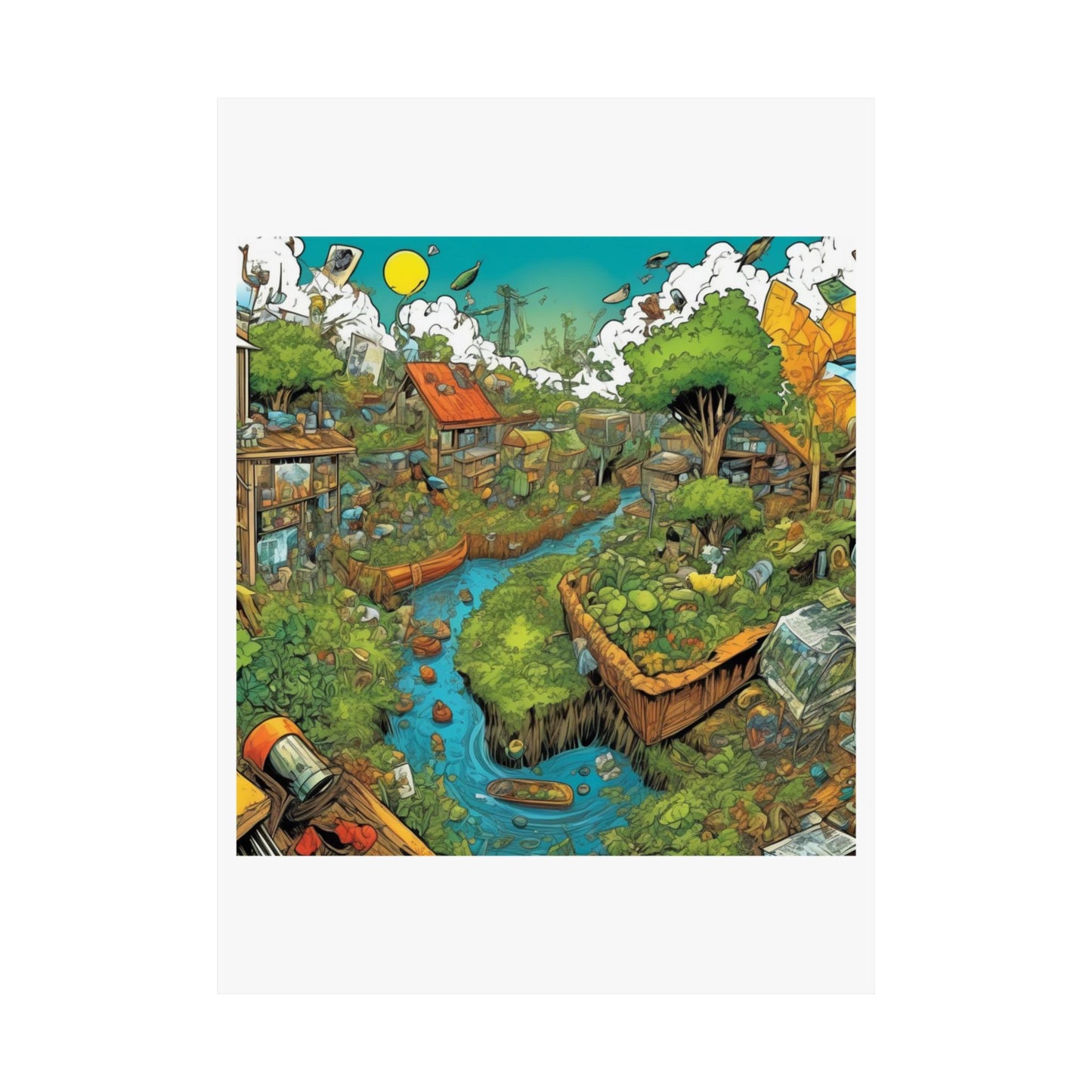 Whimsical Garden Stream Nature Gift Art Poster