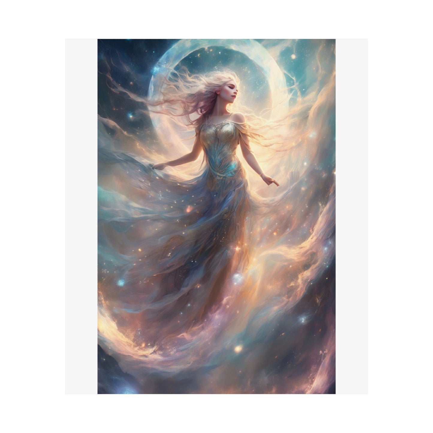 Moonlit Celestial Dancer Fantasy Portrait Poster