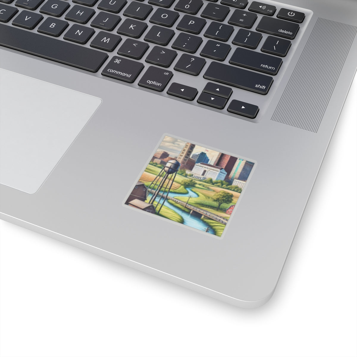 Rural River City Skyline Hometown Landscape Sticker
