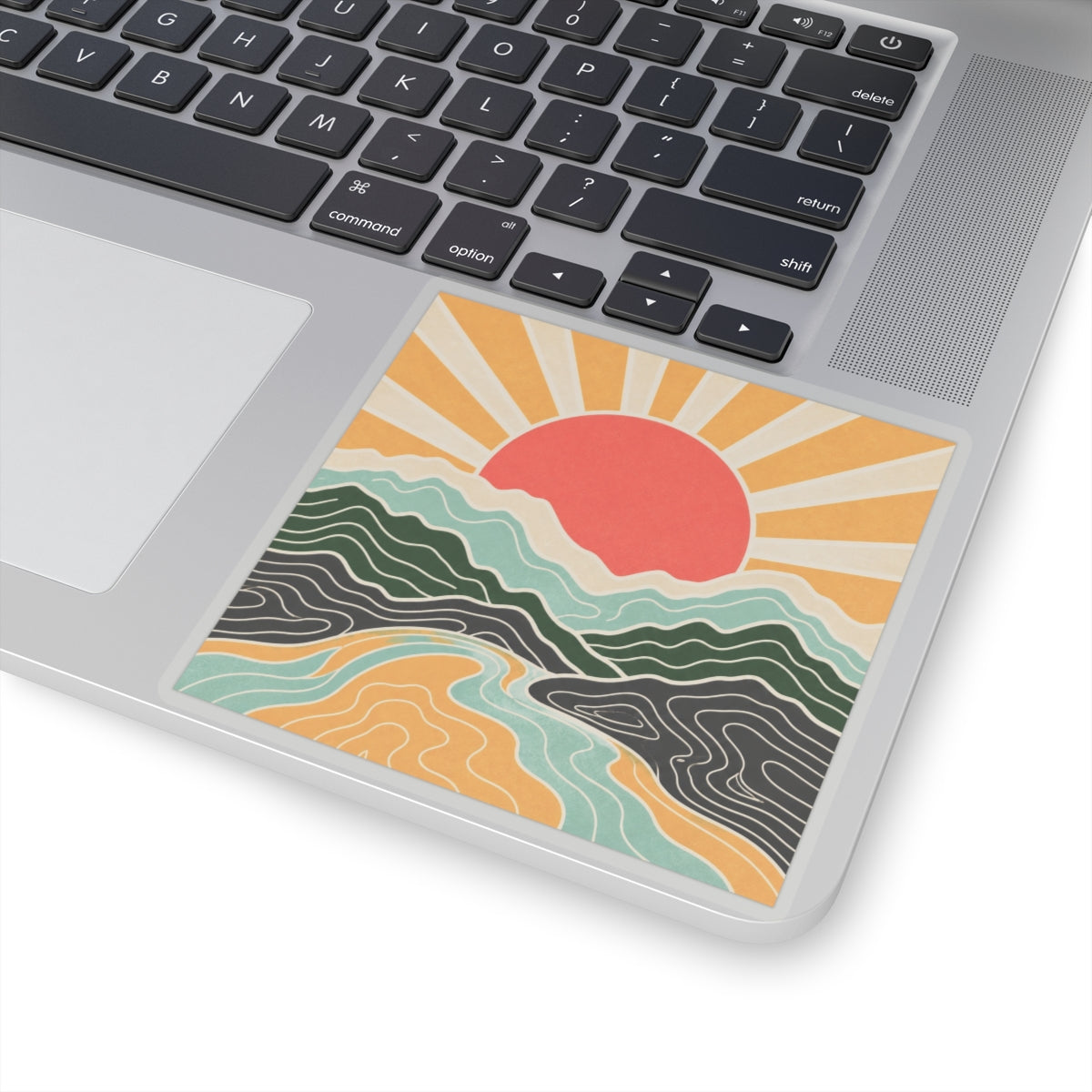 Topographic Sunrise Abstract Mountain Adventure Sticker