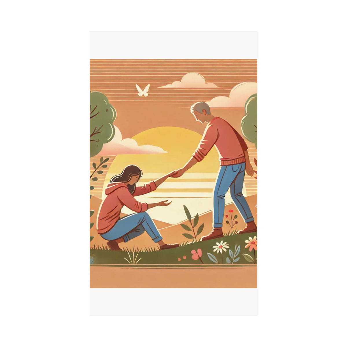 Helping Hands Sunset Garden Wall Art Poster