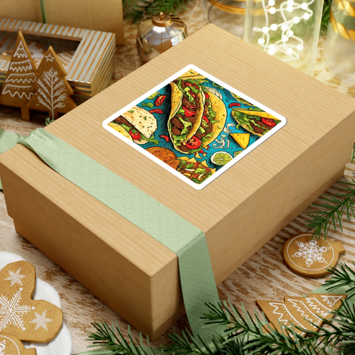 Taco Party Pattern Foodie Gift Art Sticker