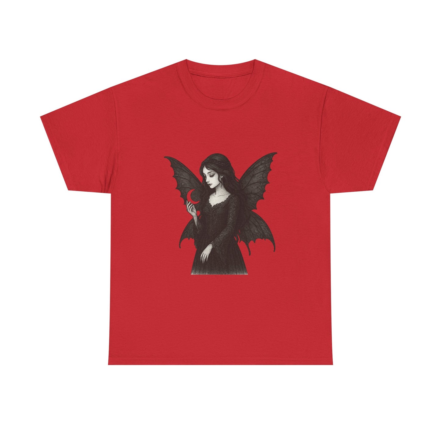 Gothic Fairy Tee, Unisex Cotton T-Shirt with Bat Wings, Forest Aesthetic Shirt, Perfect for Halloween, Casual Wear, Emo Witch