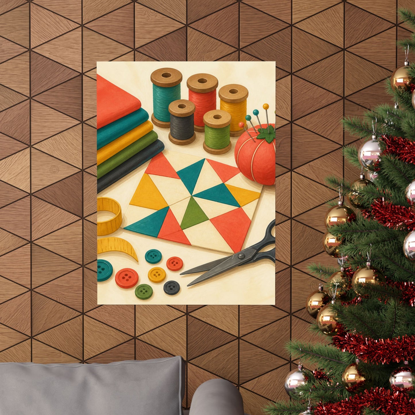 Colorful Sewing and Quilting Hobby Poster