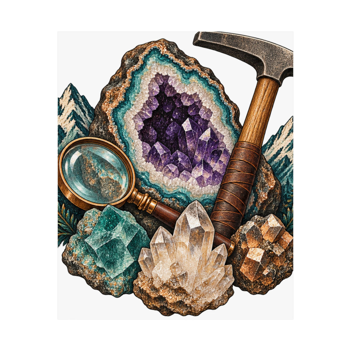 Vintage Geode and Rockhounding Field Kit Poster