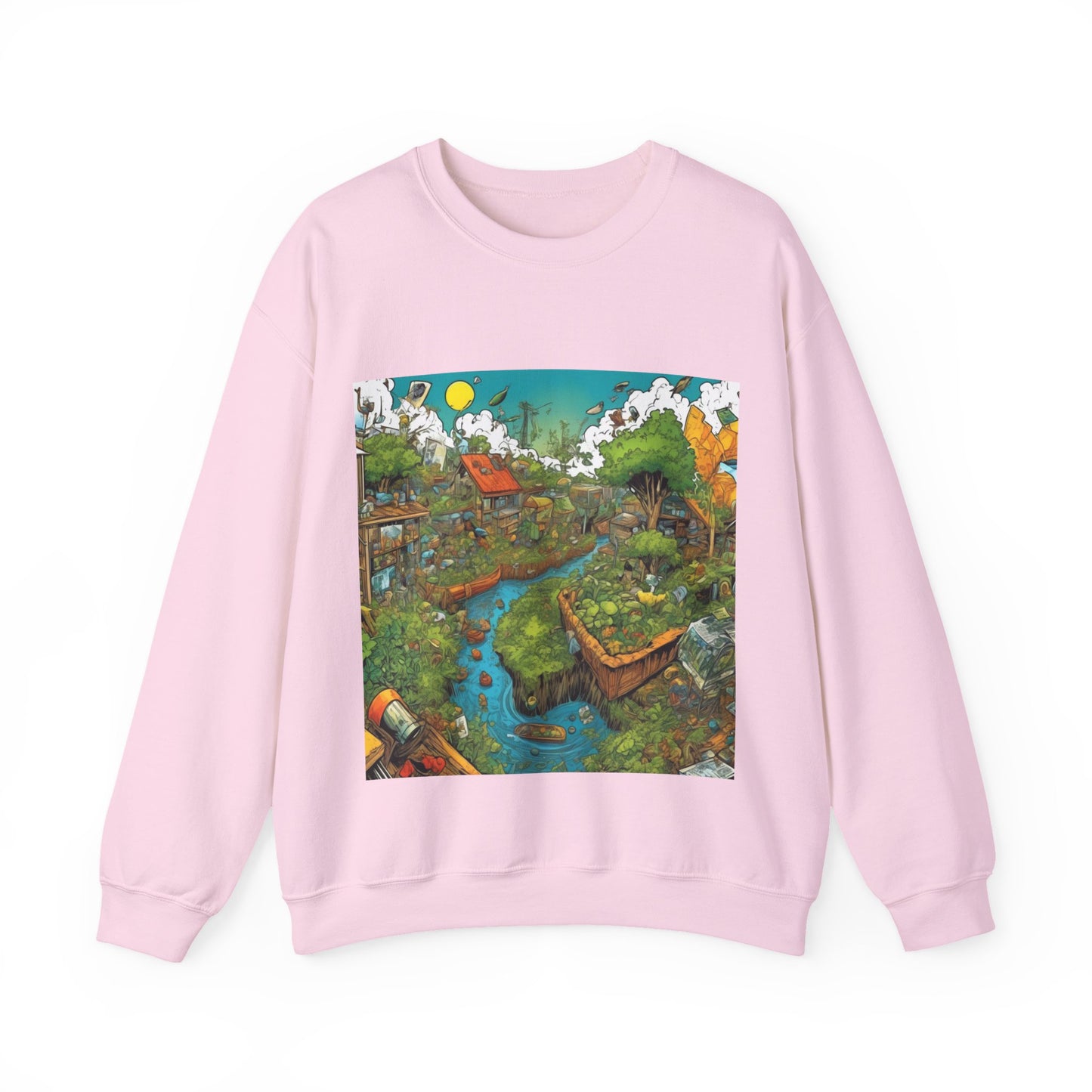 Whimsical Garden Stream Nature Gift Art Sweatshirt