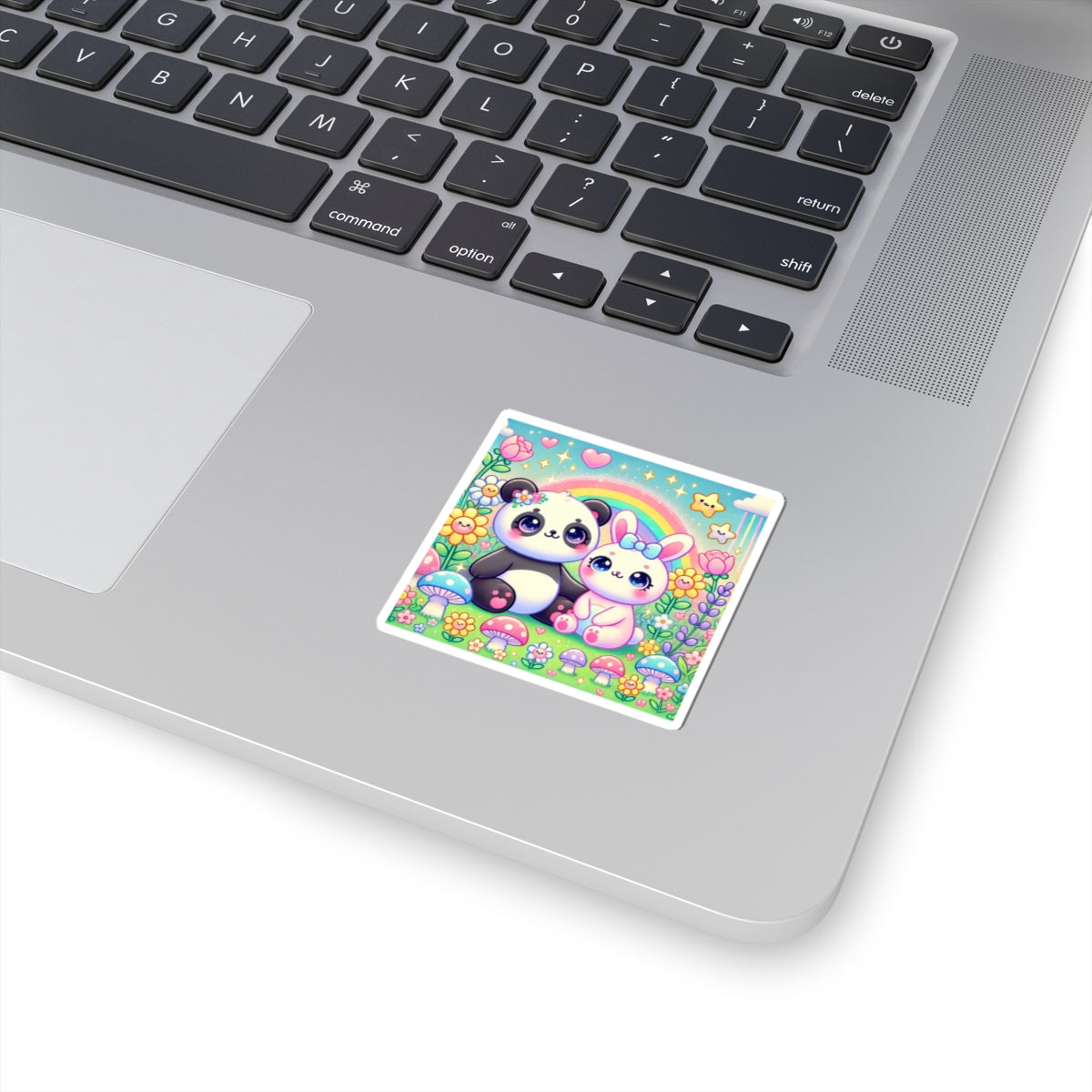Pastel Panda and Bunny Rainbow Garden Sticker