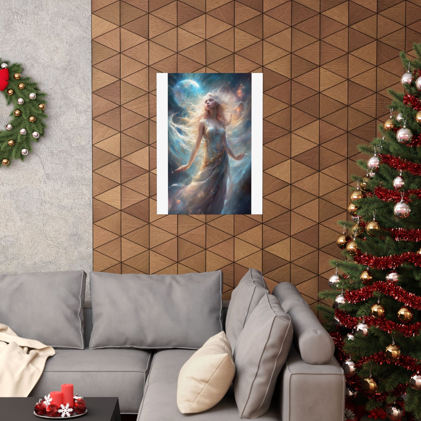 Moonlit Celestial Maiden Fantasy Portrait Poster