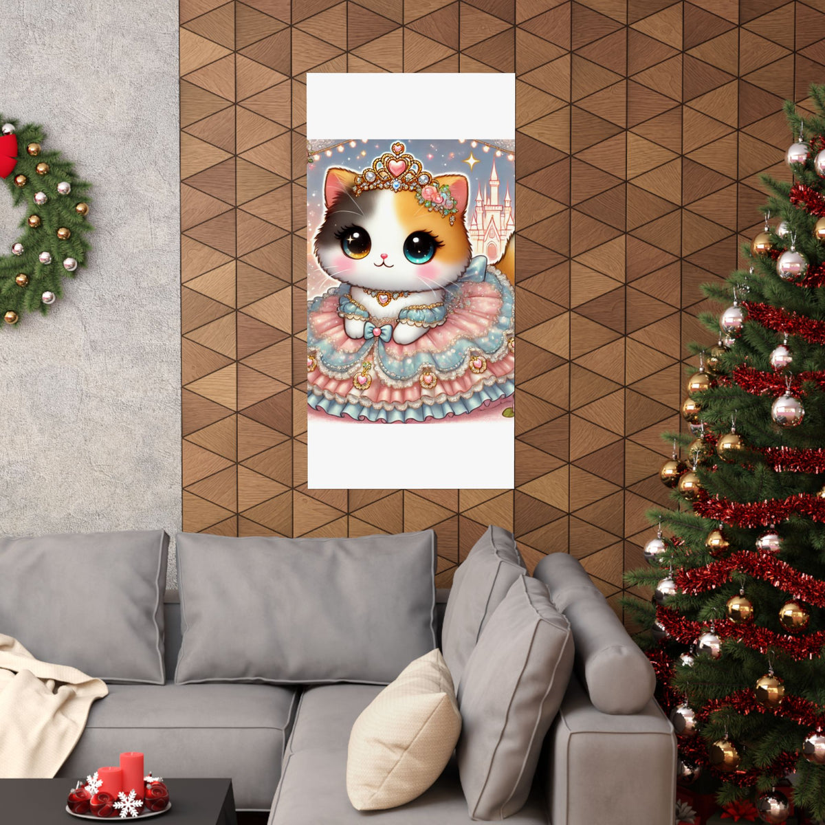 Pastel Princess Calico Cat Fantasy Wall Art Poster