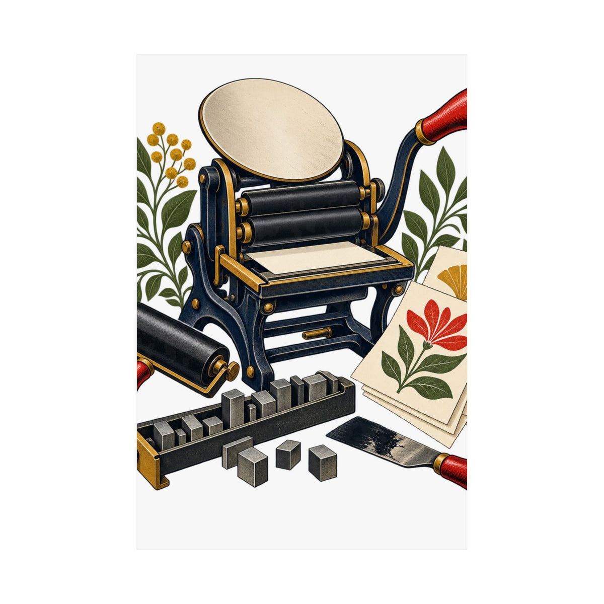 Botanical Letterpress Printshop Poster
