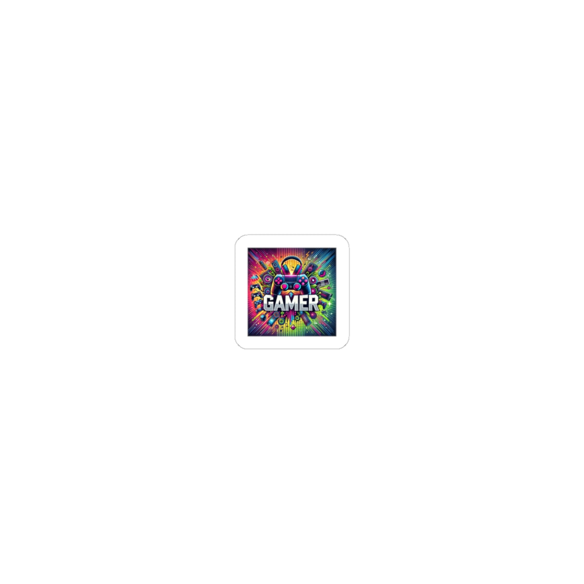 Neon Gamer Energy Retro Arcade Gaming Sticker for Laptops