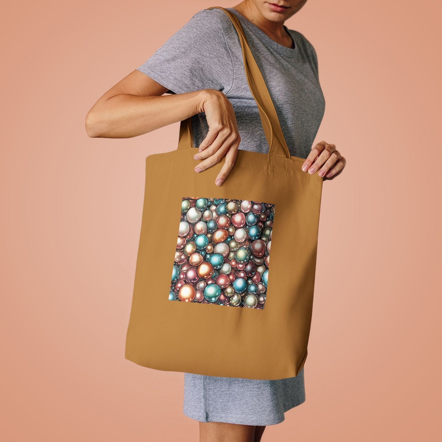 Rainbow Pearl Marble Abstract Gift Art Tote Bag