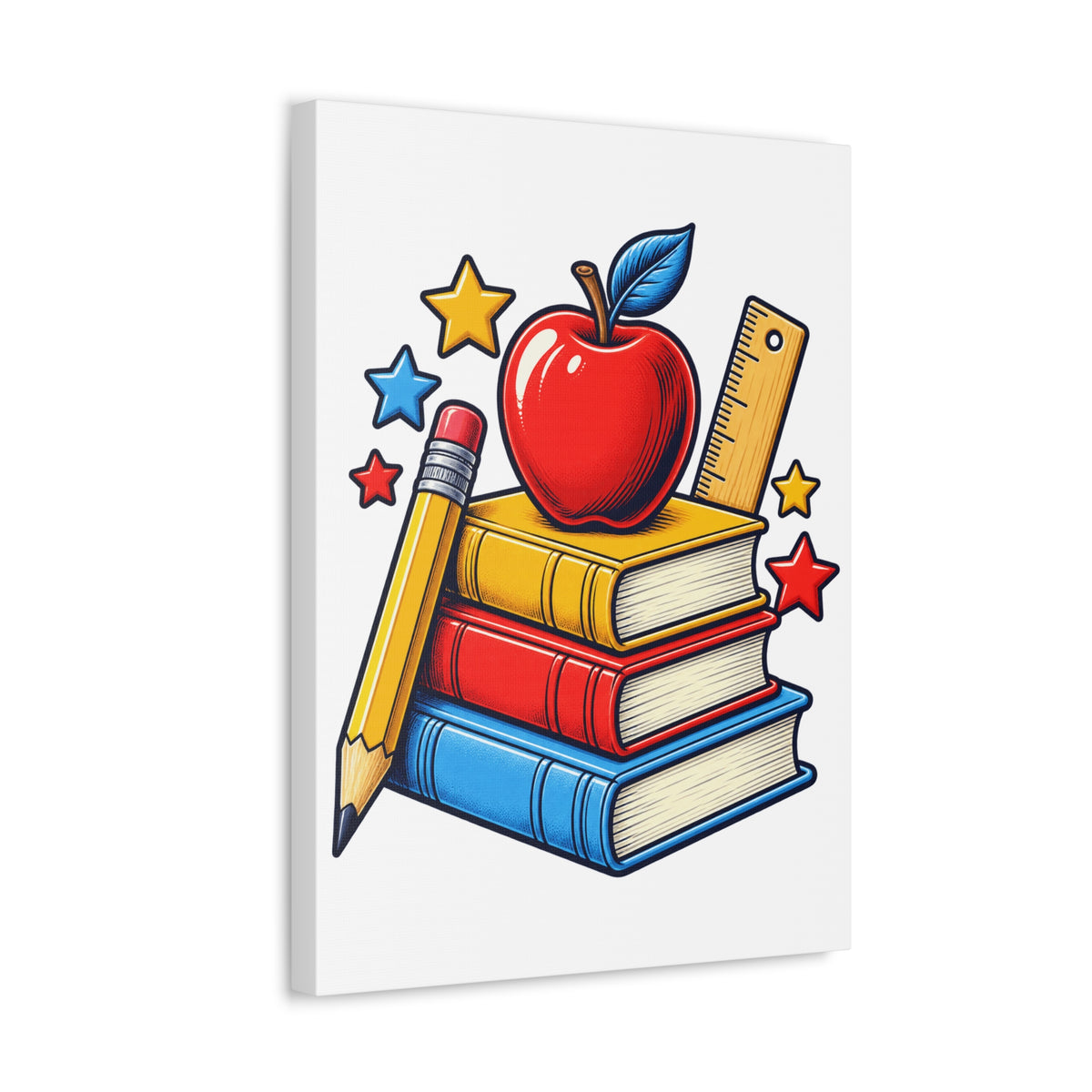 Retro School Books Apple Teacher Appreciation Canvas Art