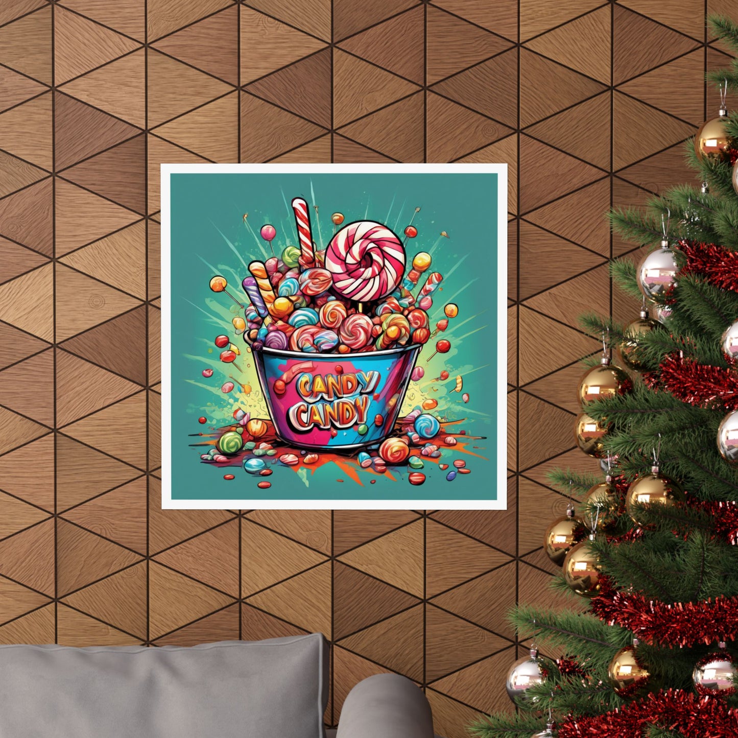 Holiday Candy Bucket Sweets Gift Art Poster