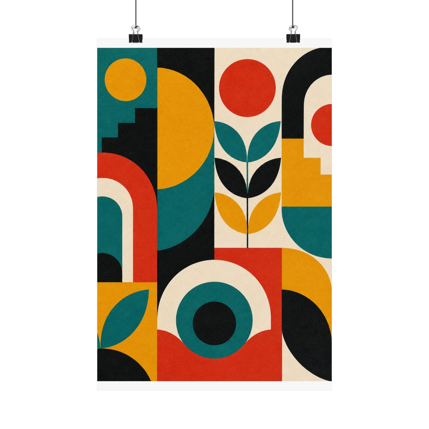 Mid Century Arches Botanical Geometric Abstract Poster