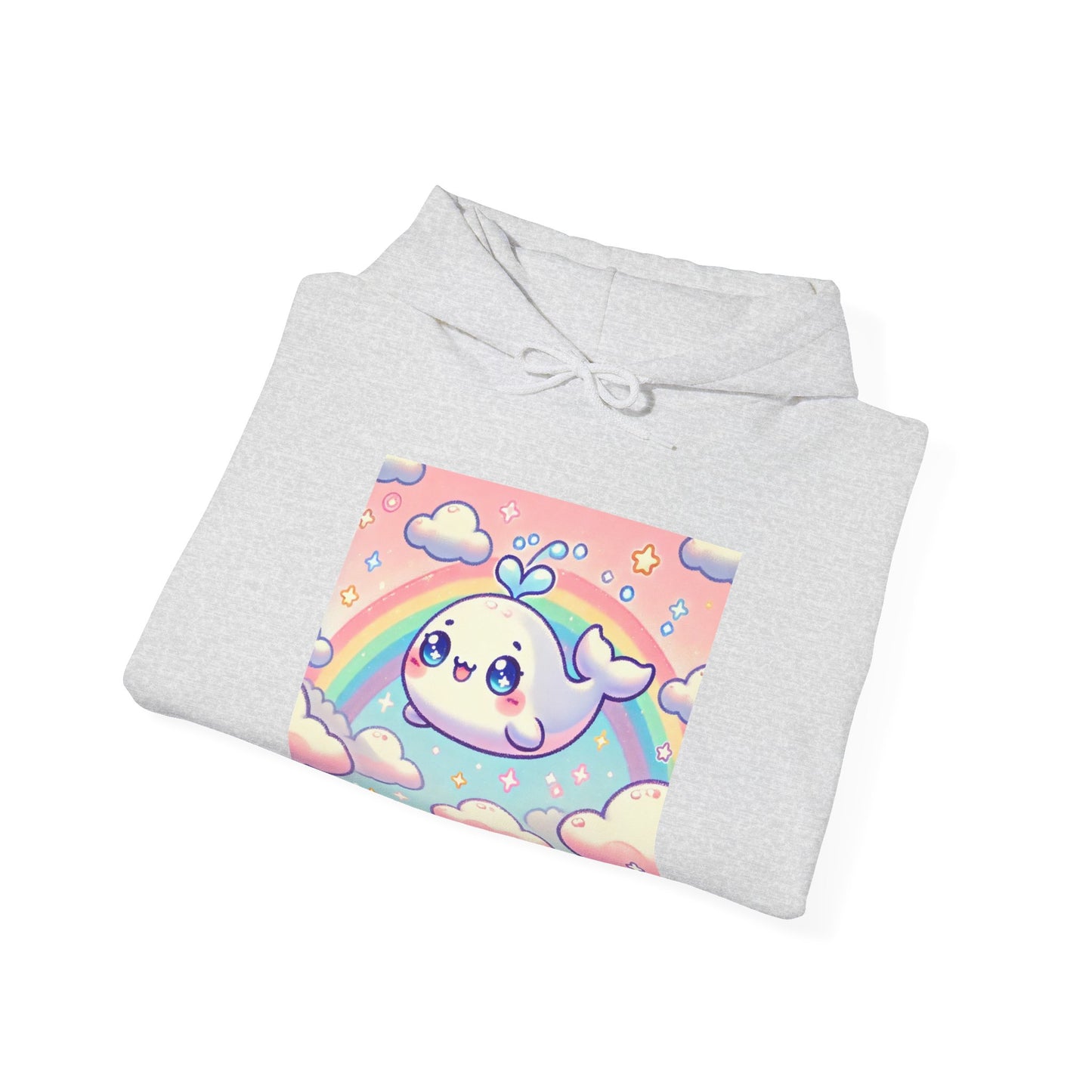 Kawaii Rainbow Whale Pastel Cloud Hoodie