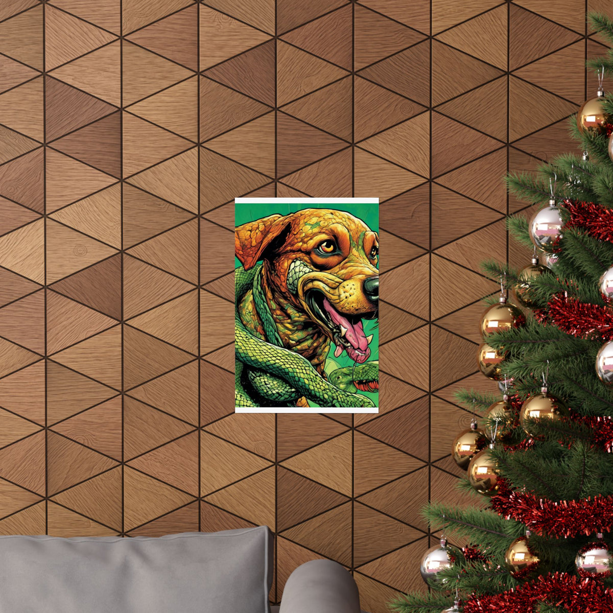 Serpent Guardian Dog Bold Fantasy Creature Art Poster