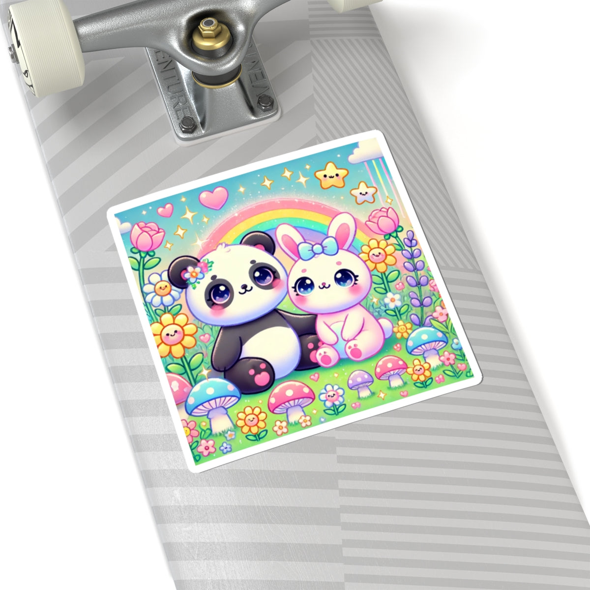 Pastel Panda and Bunny Rainbow Garden Sticker