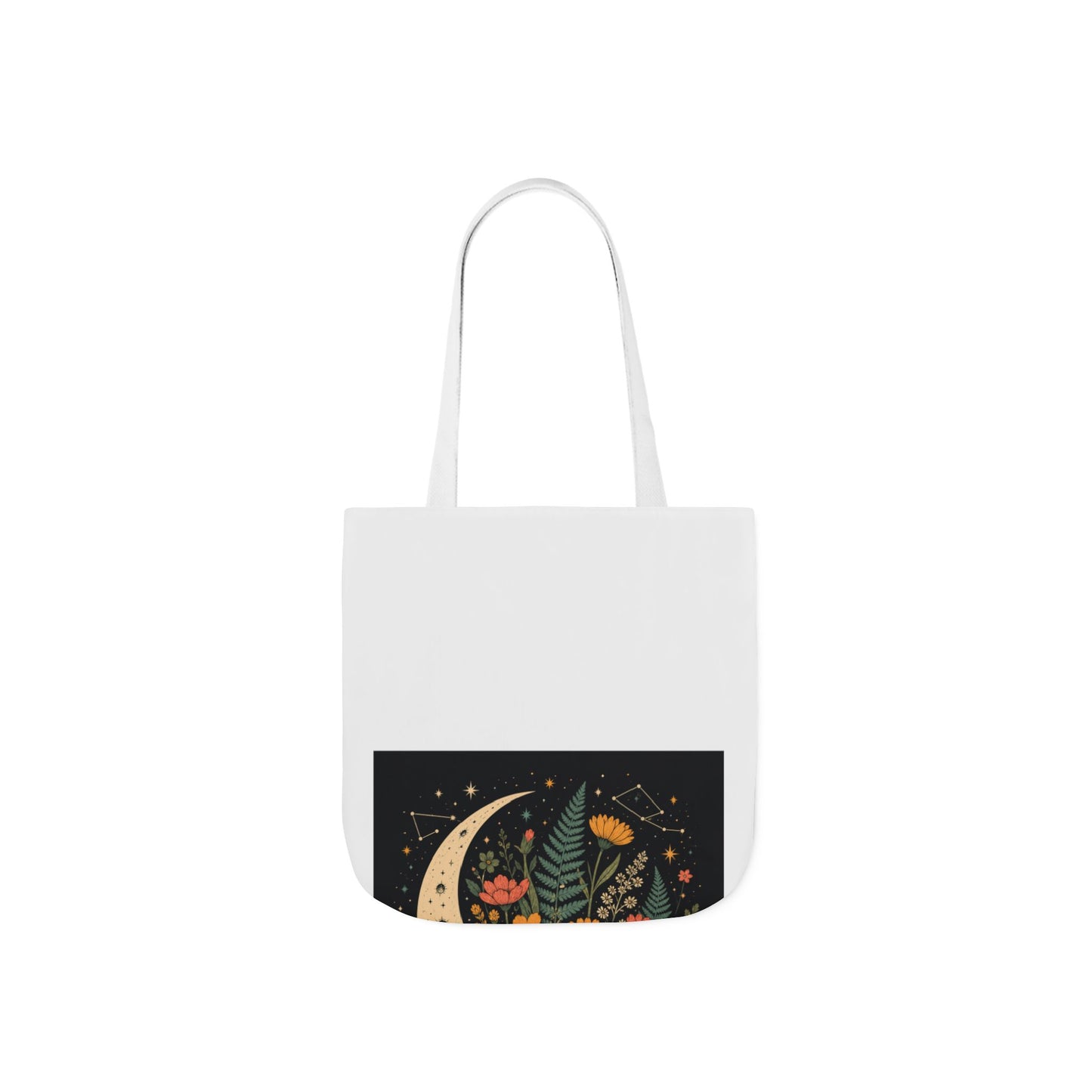 Celestial Wildflower Crescent Moon Botanical Tote Bag