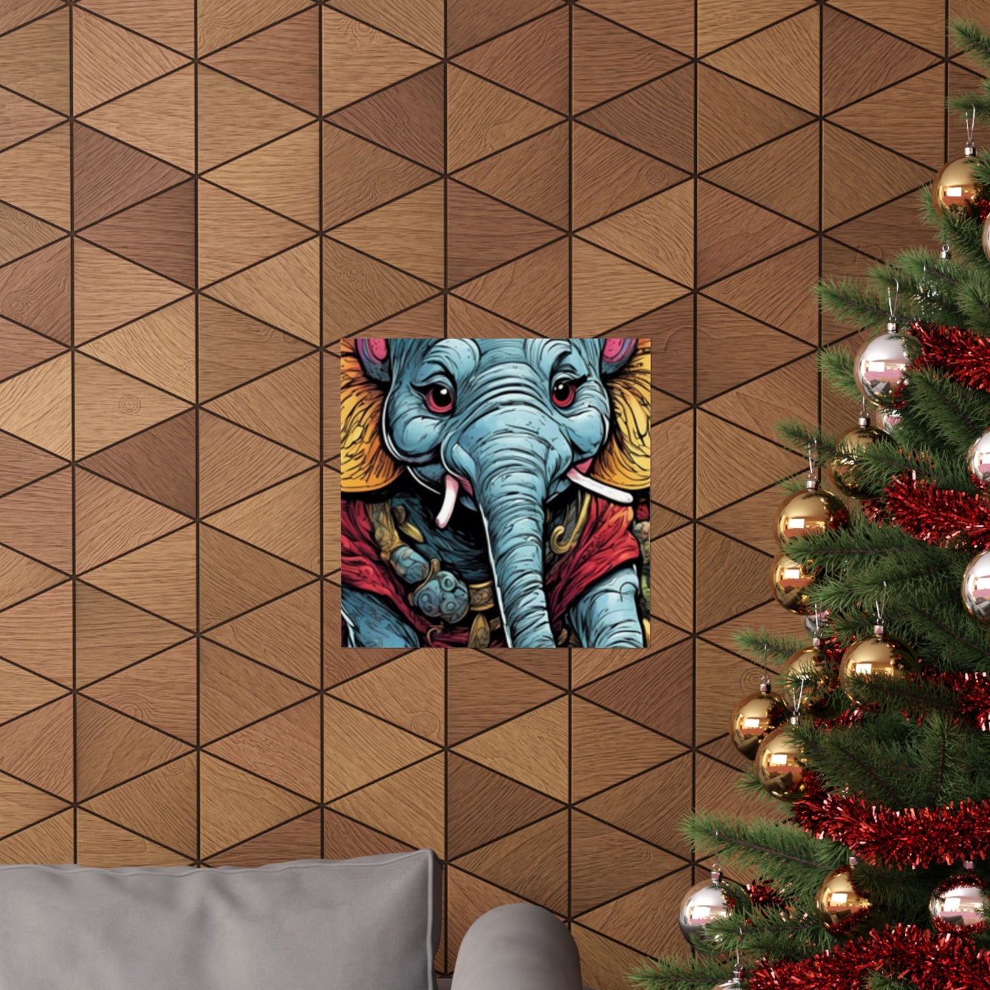 Colorful Elephant Garden Parade Wildlife Wall Art Poster