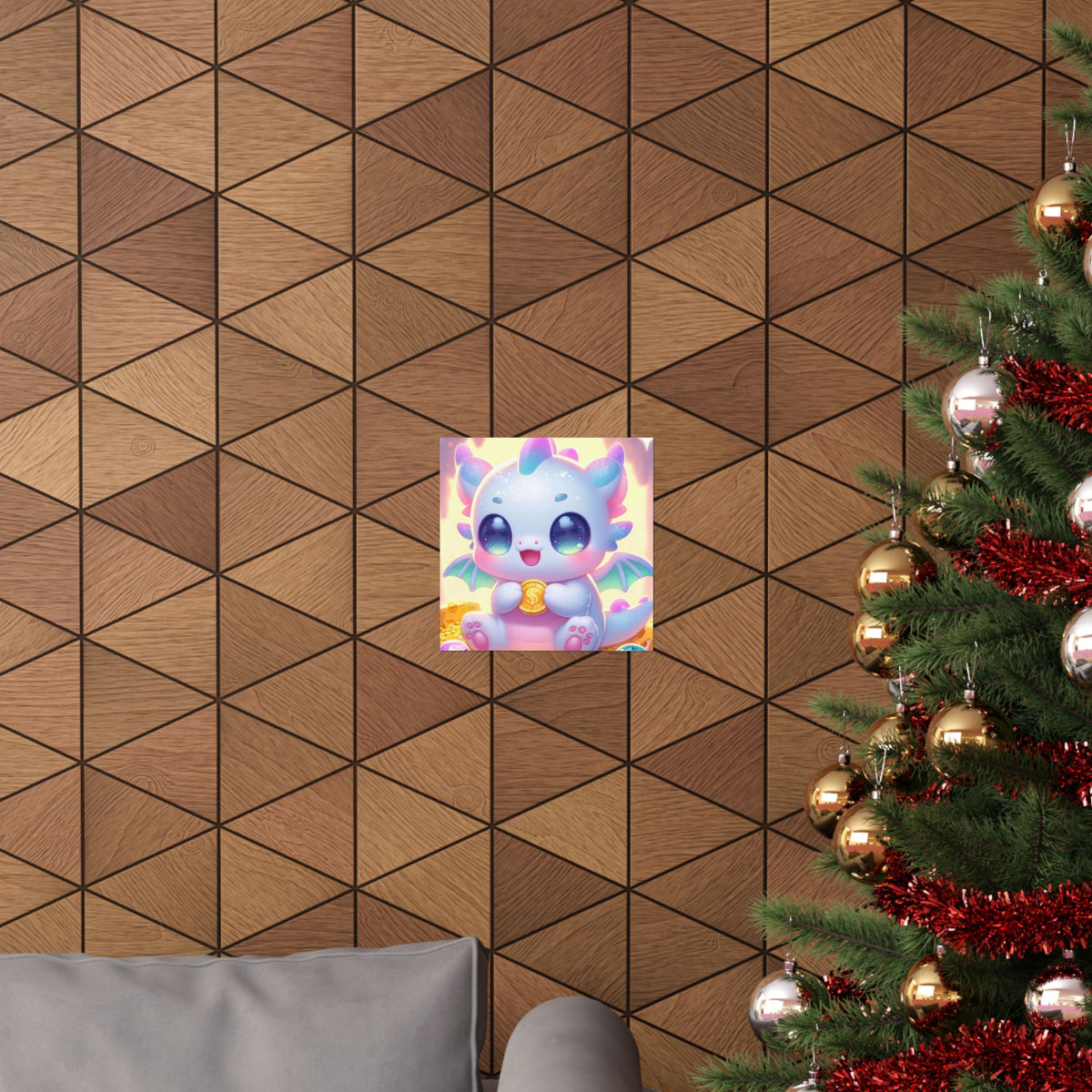Pastel Treasure Dragon Kawaii Fantasy Wall Art Poster