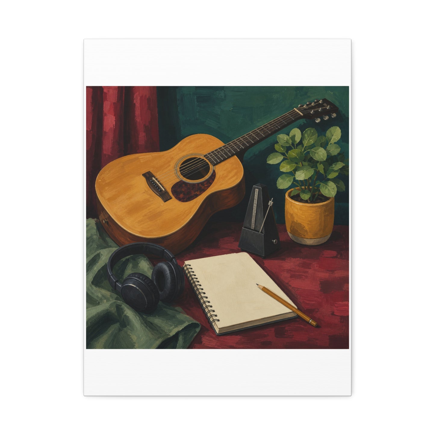 Cozy Acoustic Music Practice Art Canvas Art