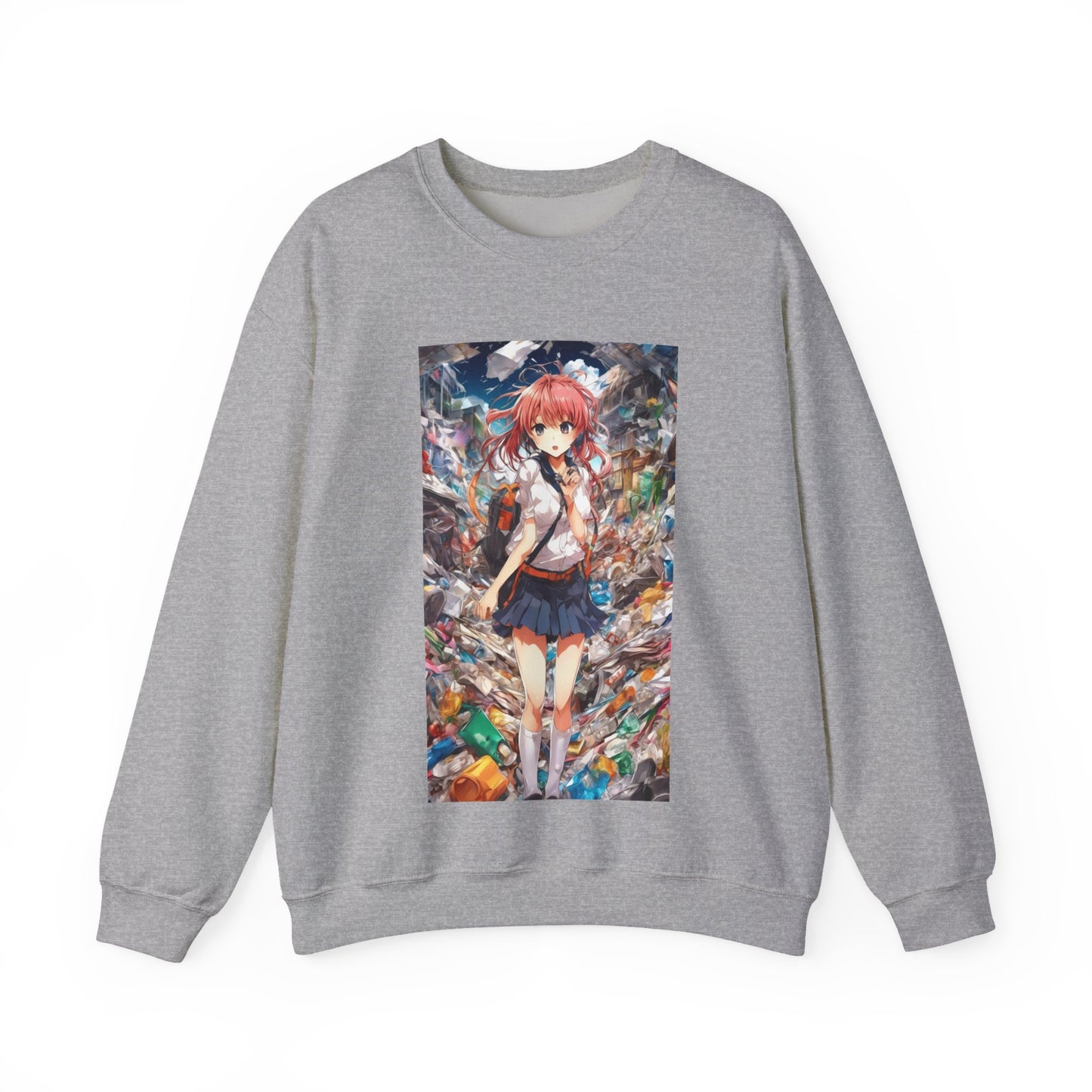 Recycling Day Anime Schoolgirl Eco Street Art Sweatshirt