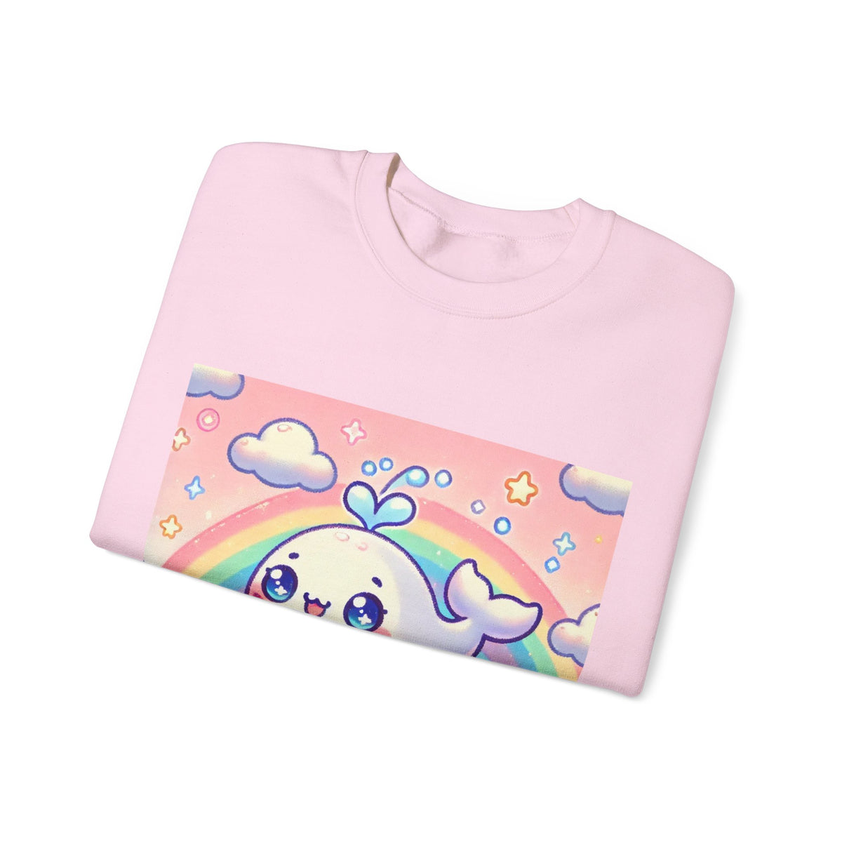 Kawaii Rainbow Whale Pastel Cloud Sweatshirt